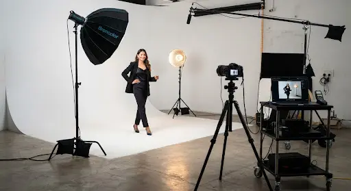 Fashion photo shoot on the white cyclorama at Shutterdeck photo studio, Gurgaon
