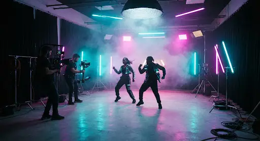 Music videos at a video shoot studio in Gurugram